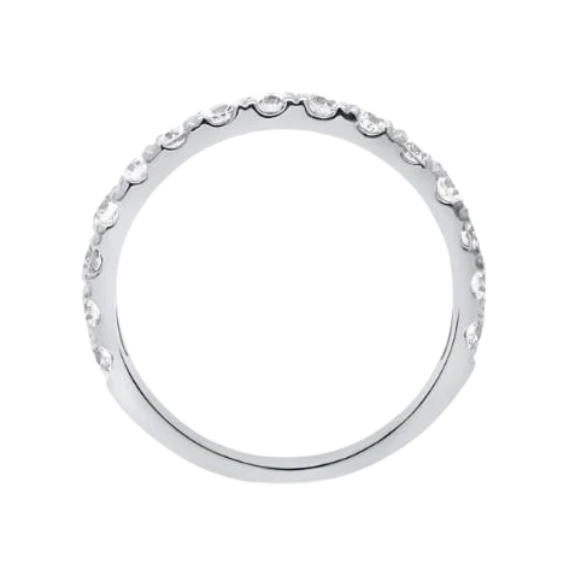Silver ring with small stones on a white background