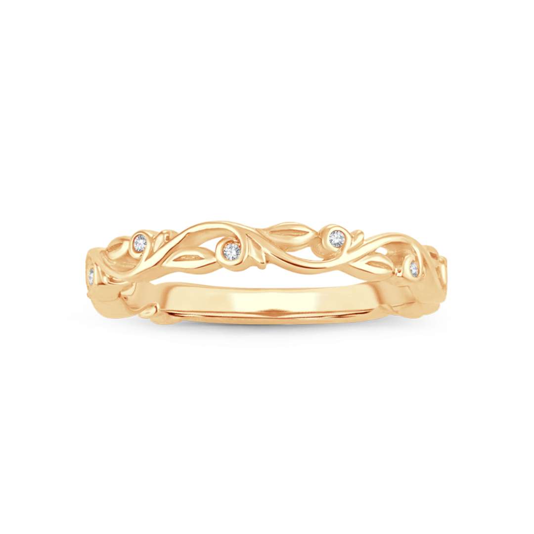 14K Yellow Gold 1/20CT. Diamond Nature-Inspired Band