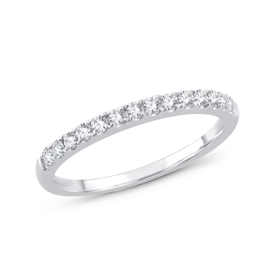 Tilted View of 10K White Gold 0.25CT. Diamond Band