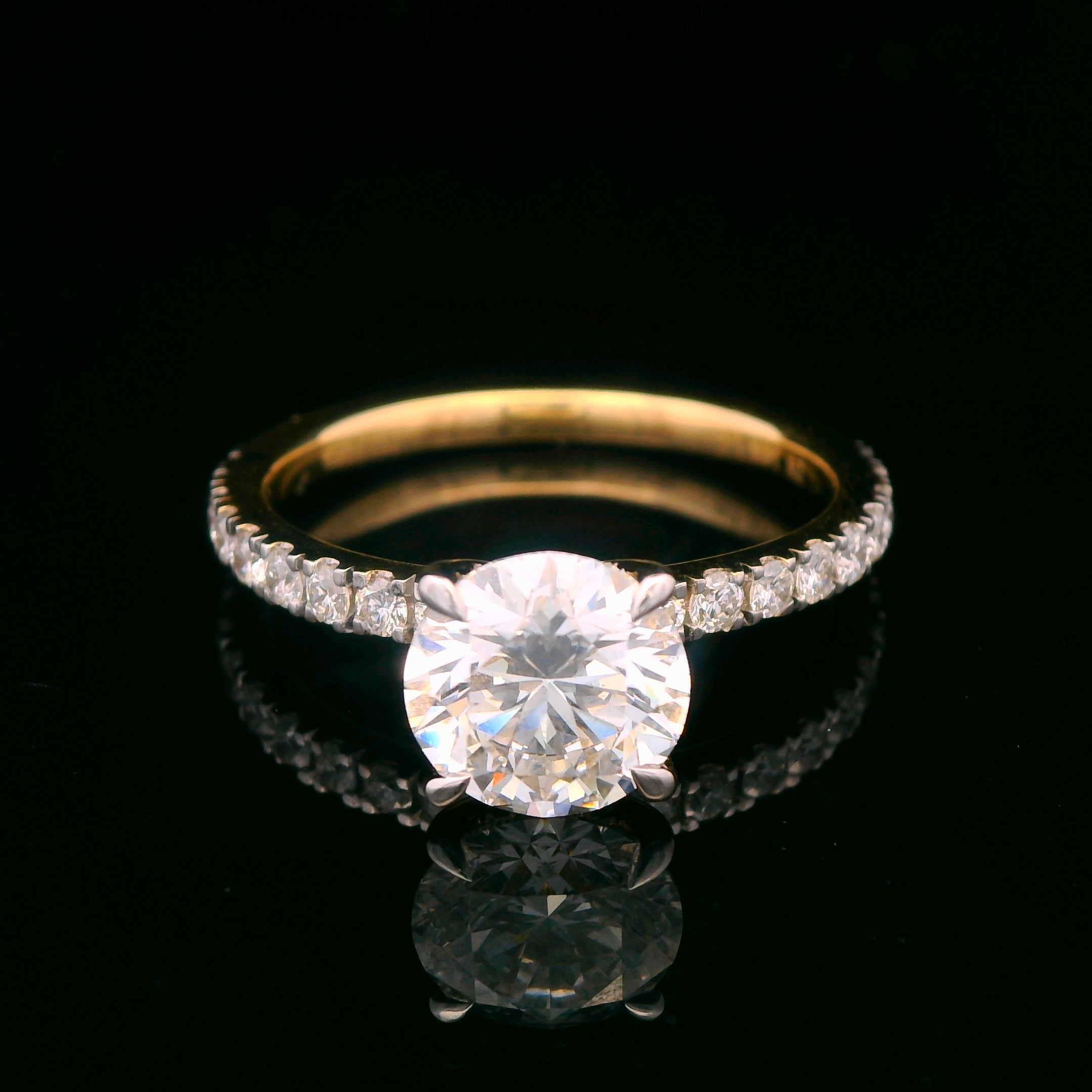Certified 14k Yellow Gold 1-1/2 CT. Round Hidden Halo Lab Grown Diamond Engagement Ring