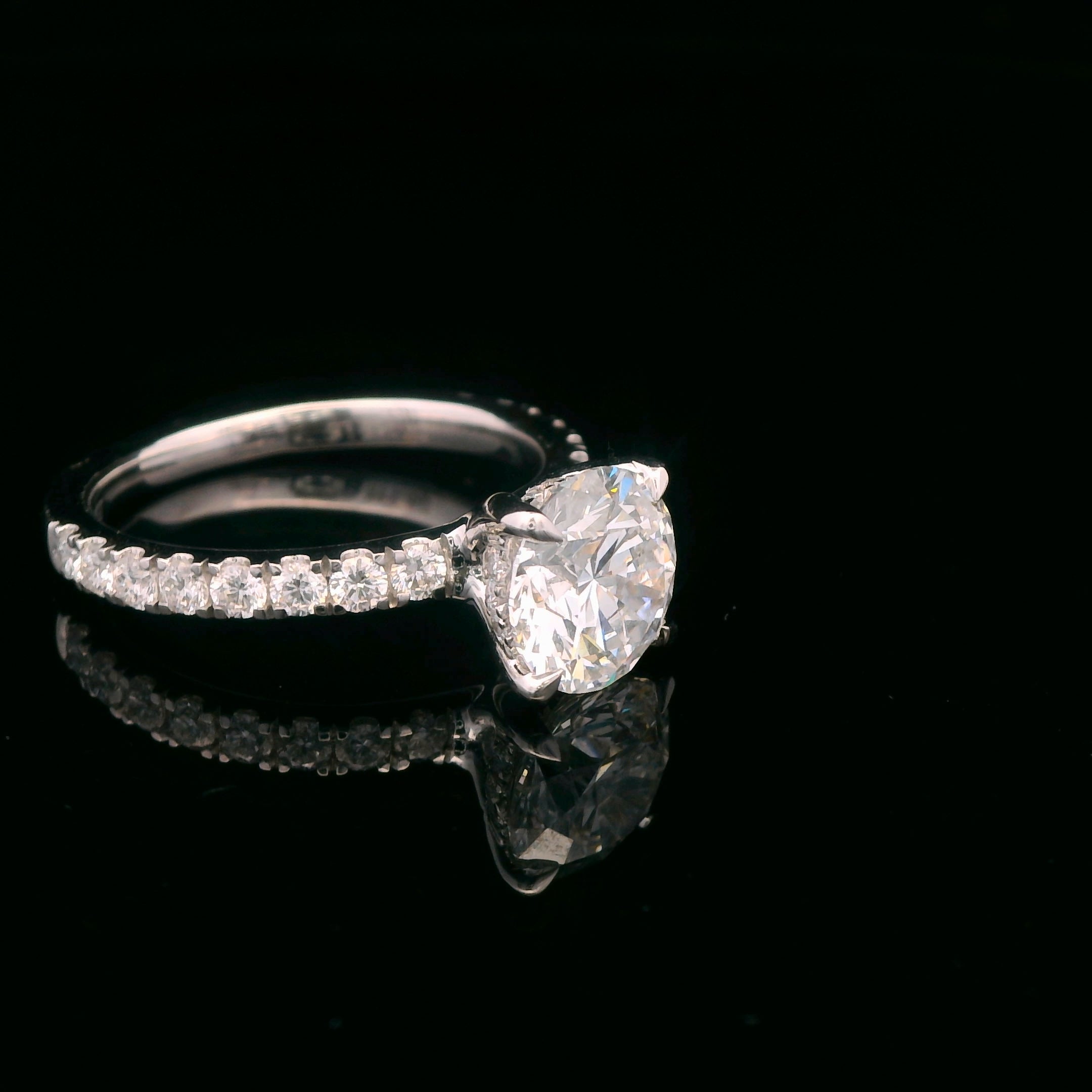 Certified 14k White Gold 2CT. Round Hidden Halo Lab Grown Diamond Engagement Ring