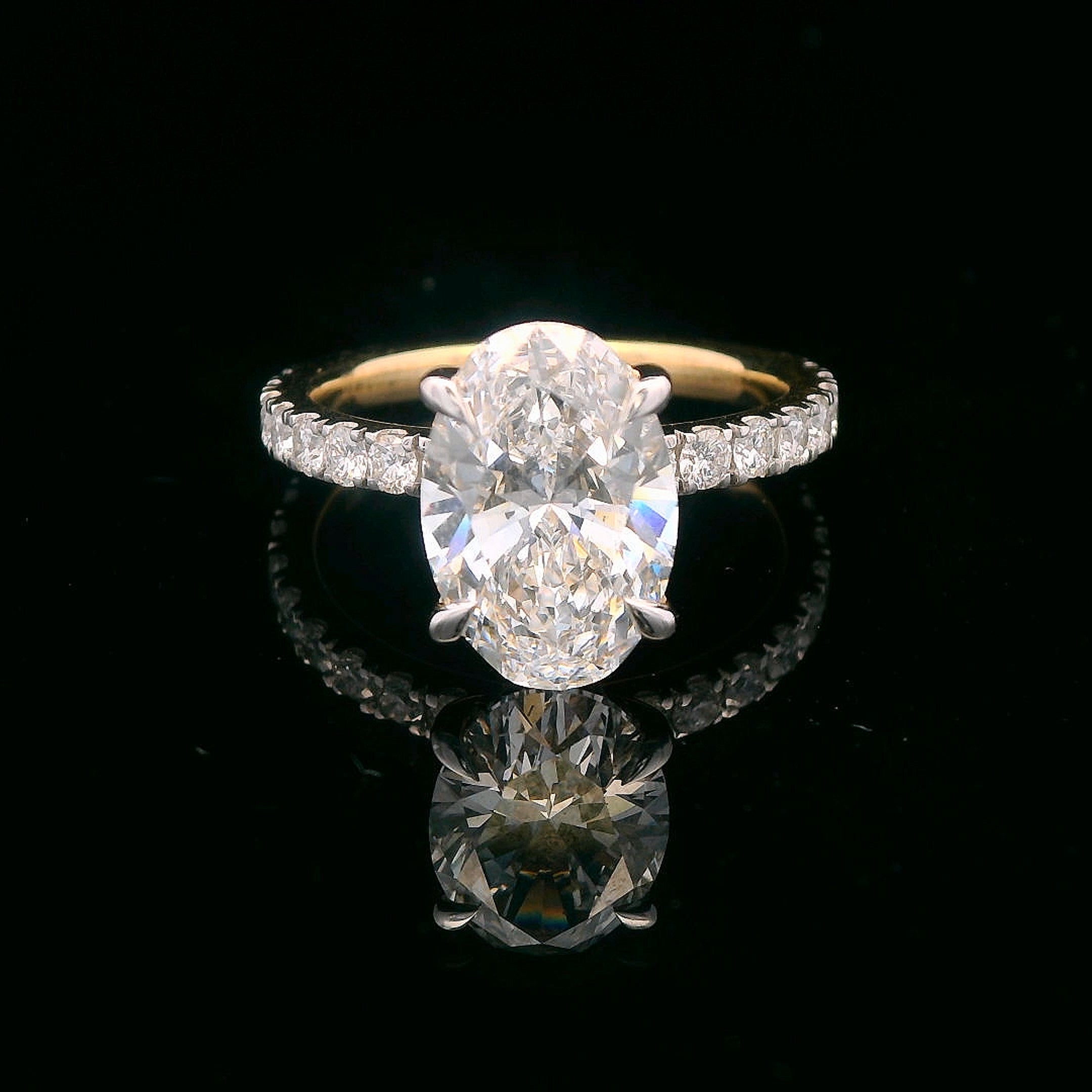 Certified 14k Yellow Gold 3CT. Oval Hidden Halo Lab Grown Diamond Engagement Ring