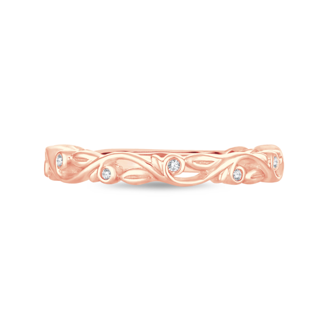 10K Rose Gold 1/20CT. Nature-Inspired Diamond Band
