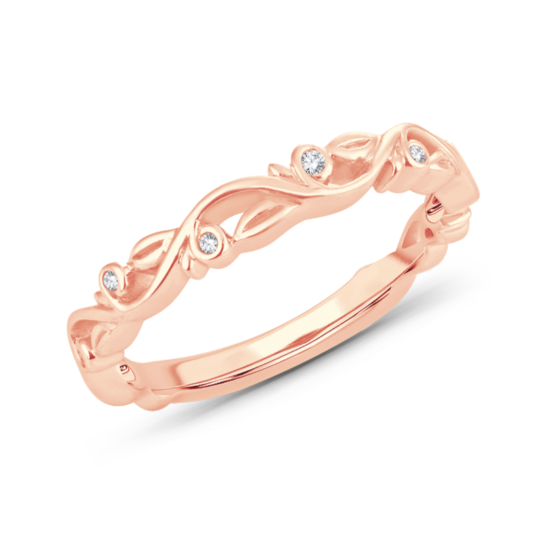 10K Rose Gold 1/20CT. Nature-Inspired Diamond Band