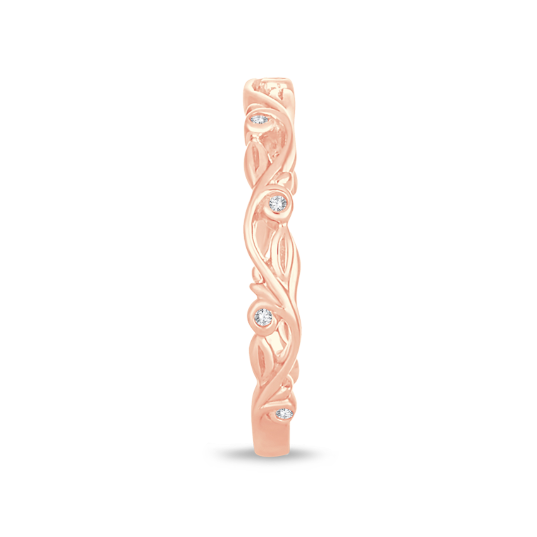 10K Rose Gold 1/20CT. Nature-Inspired Diamond Band