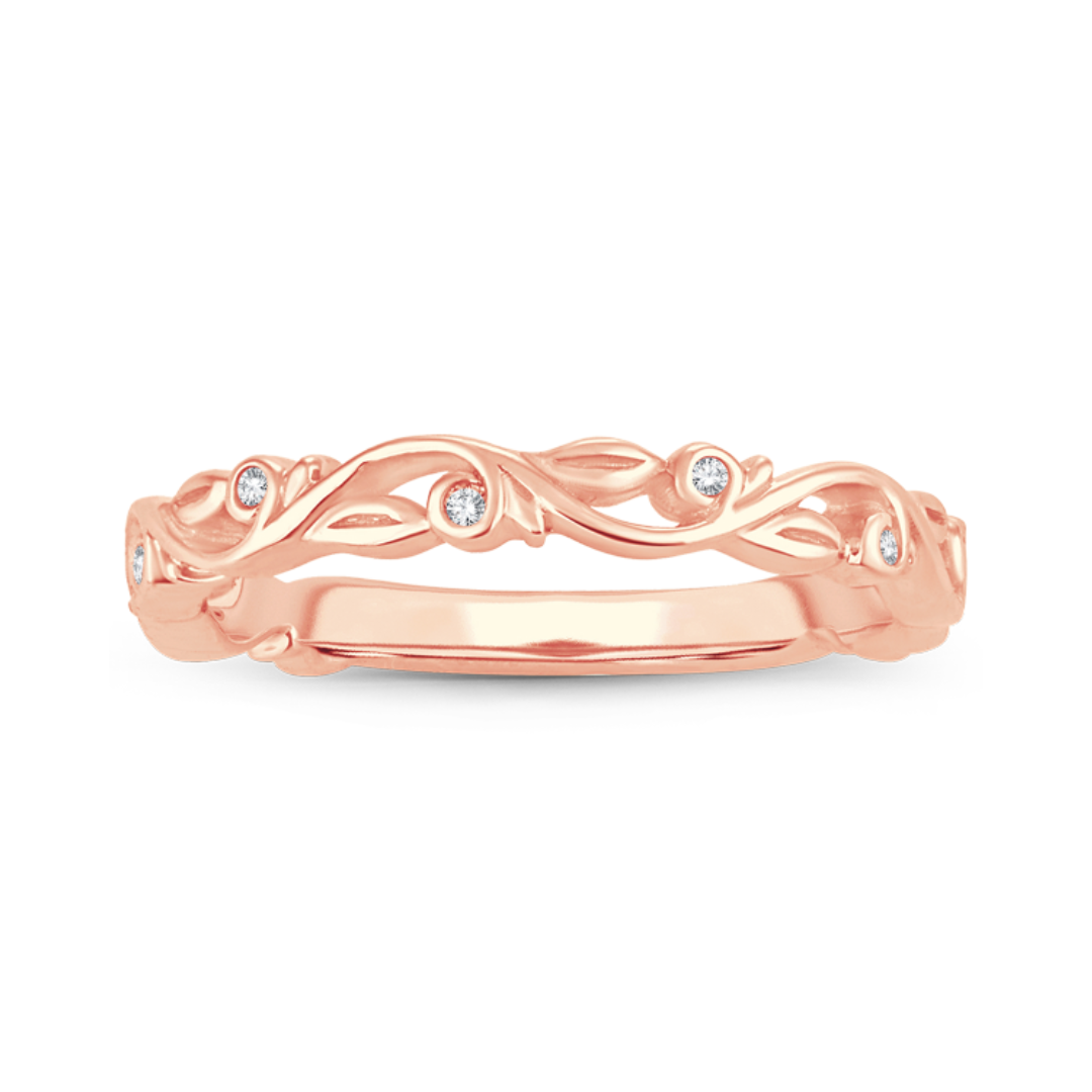 10K Rose Gold 1/20CT. Nature-Inspired Diamond Band