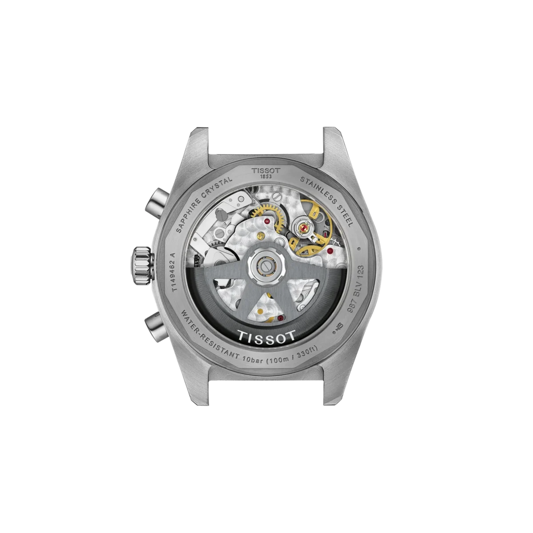 Tissot watch with mechanical movement on a white background
