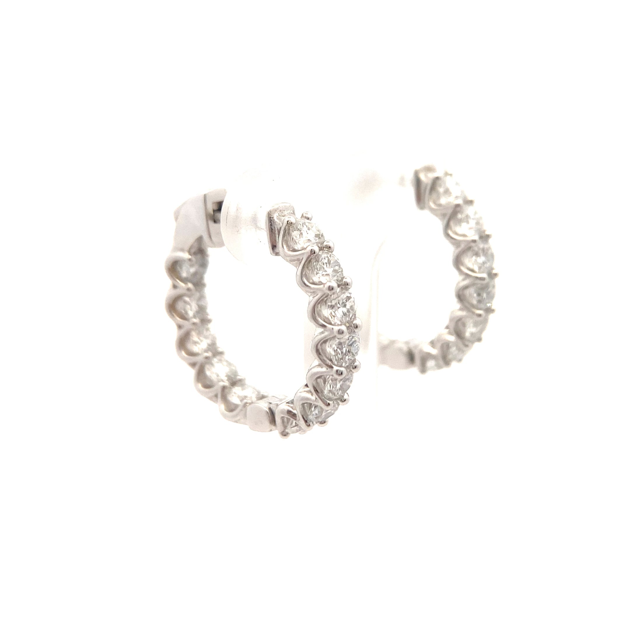 14K White Gold 2-1/2CT. Lab-Grown Diamond Inside-Out Hoops