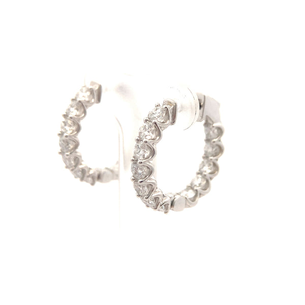 14K White Gold 2-1/2CT. Lab-Grown Diamond Inside-Out Hoops