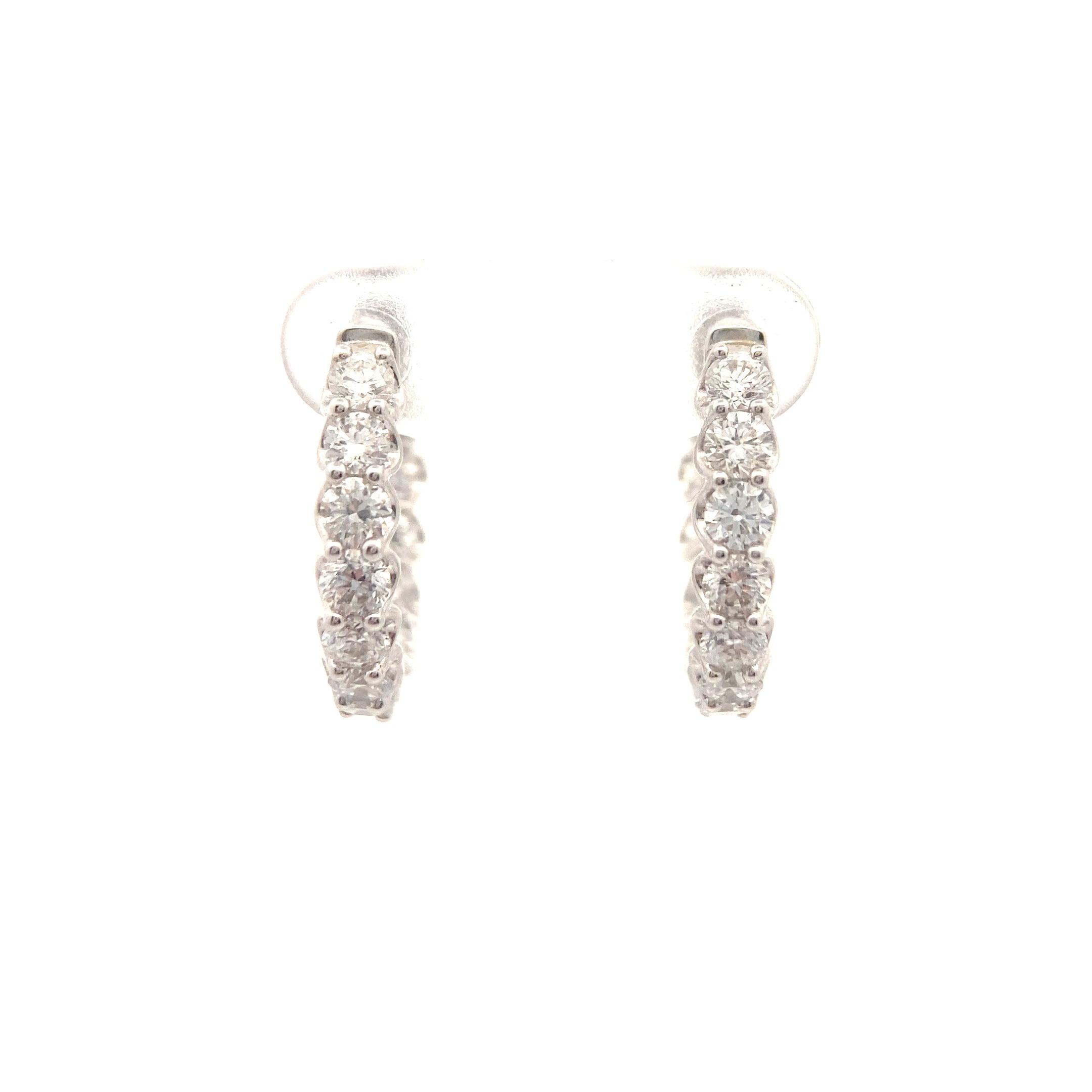 14K White Gold 2-1/2CT. Lab-Grown Diamond Inside-Out Hoops