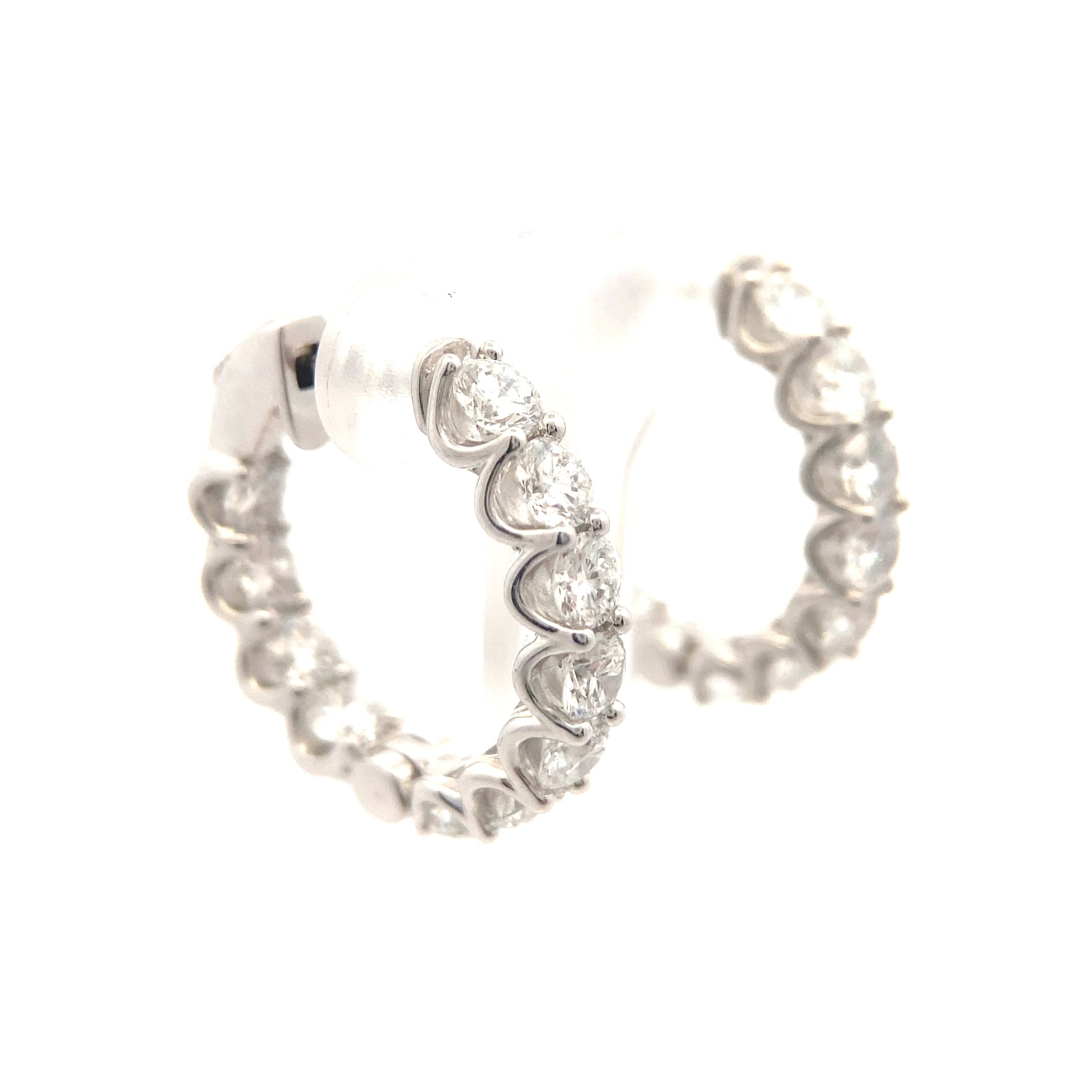 14K White Gold 3-1/2CT. Lab-Grown Diamond Inside-Out Hoops