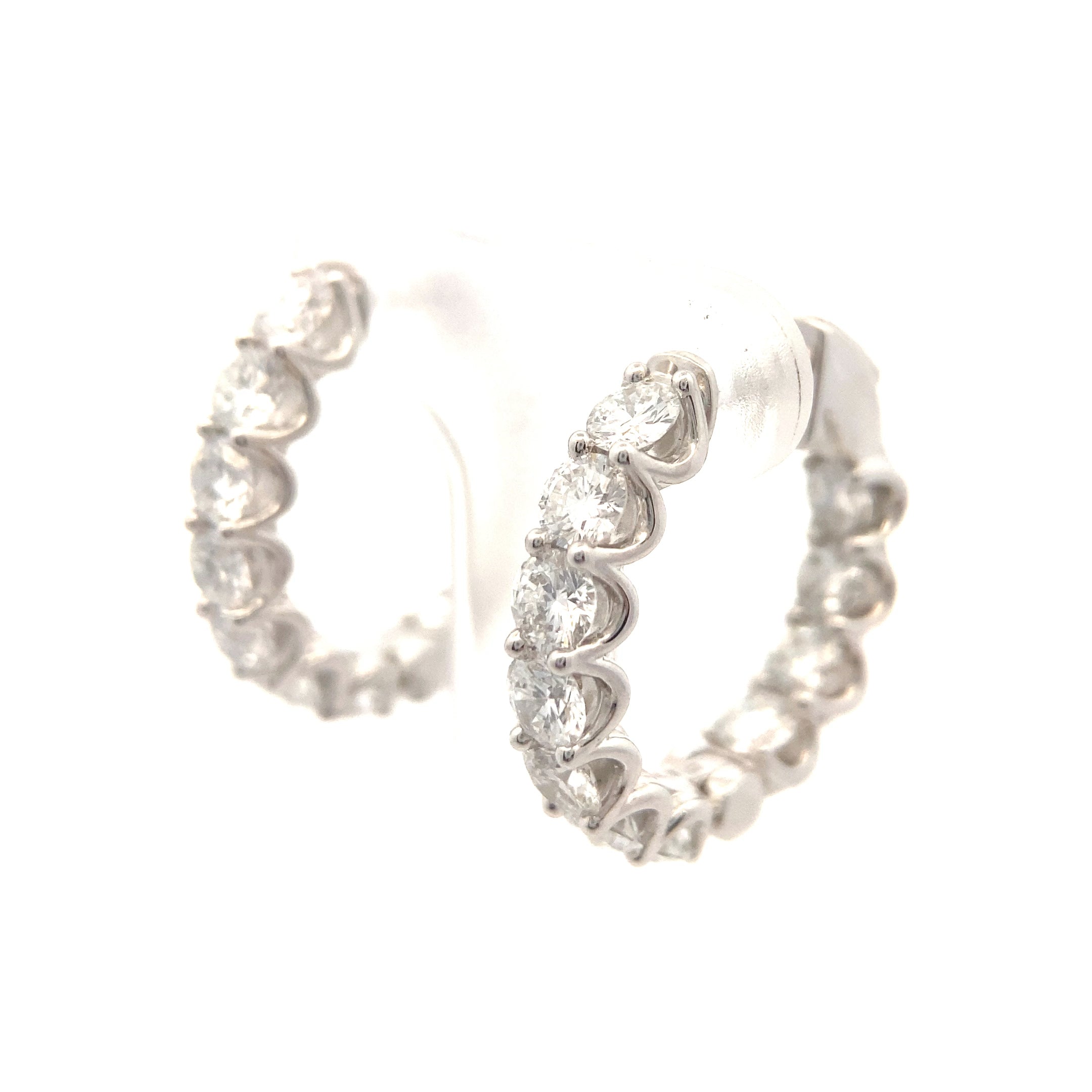 14K White Gold 3-1/2CT. Lab-Grown Diamond Inside-Out Hoops