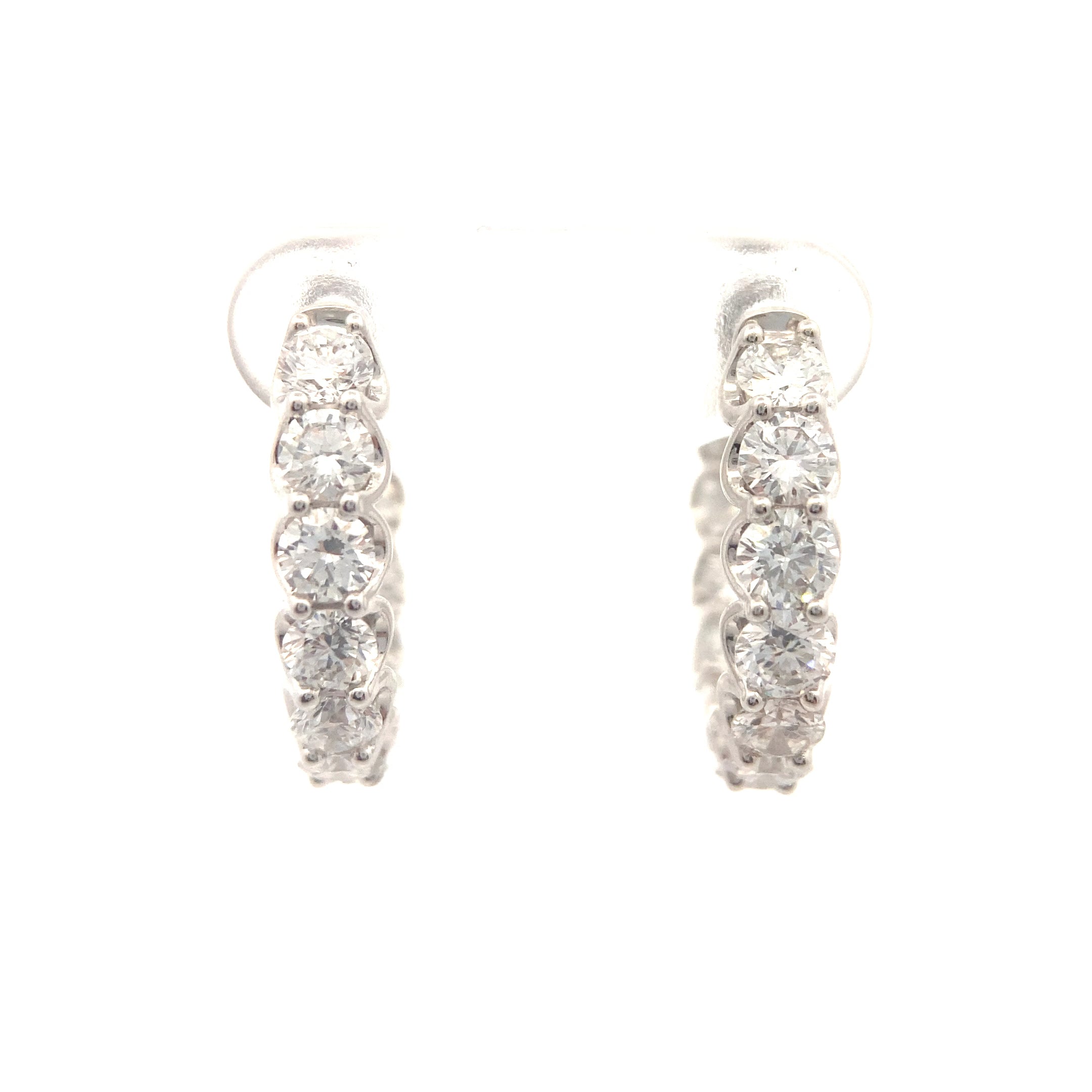 14K White Gold 3-1/2CT. Lab-Grown Diamond Inside-Out Hoops