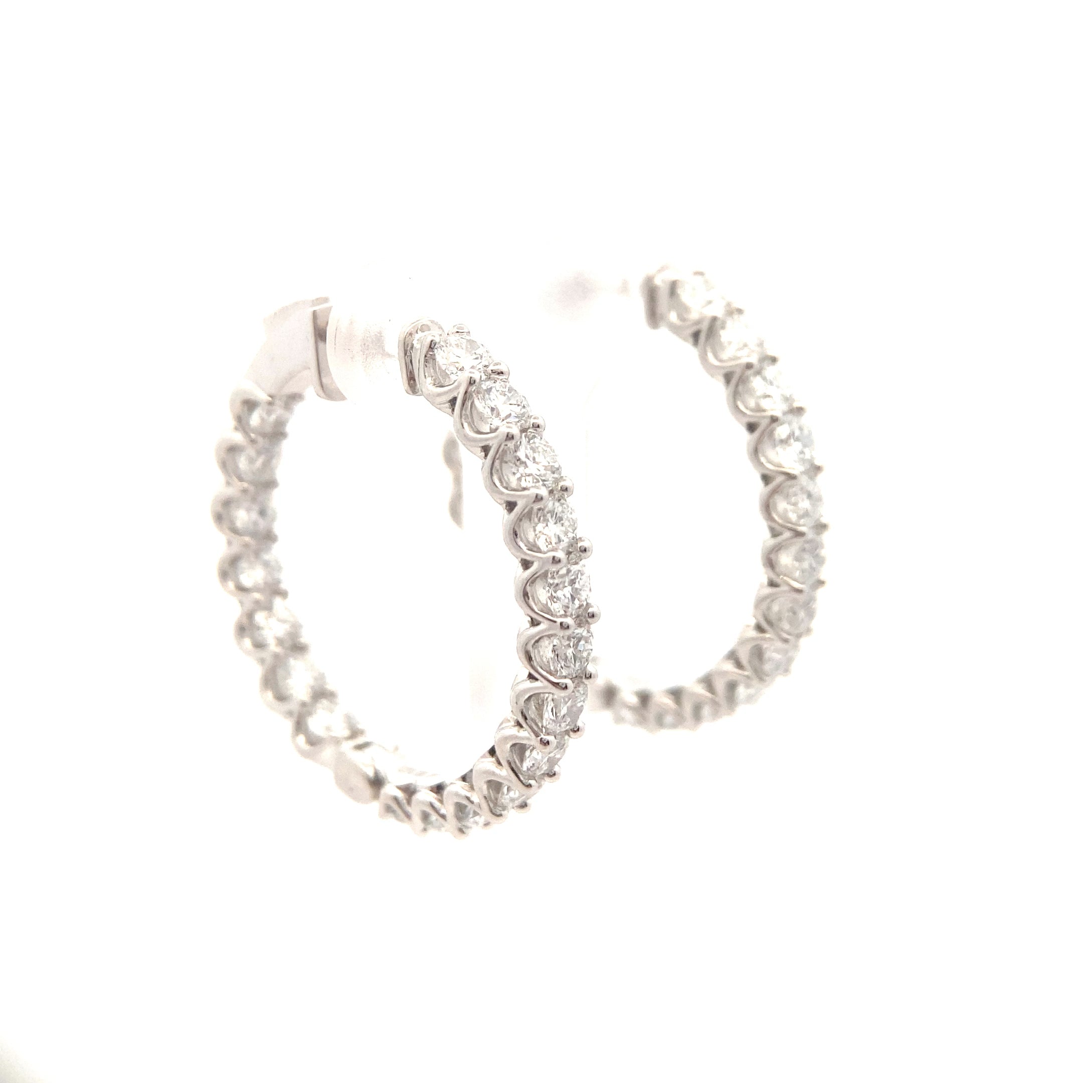 14K White Gold 4CT. Lab-Grown Diamond Inside-Out Hoops