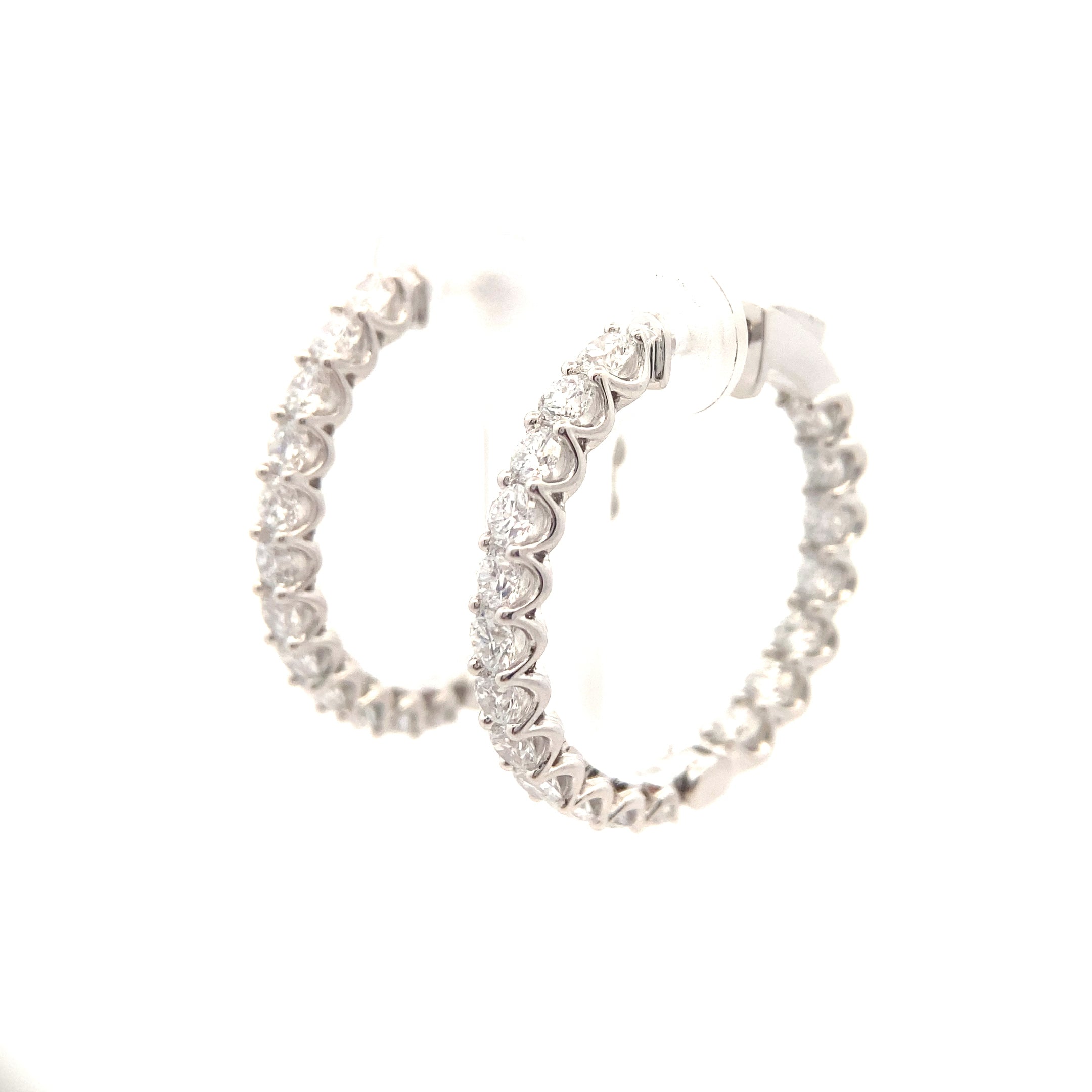 14K White Gold 4CT. Lab-Grown Diamond Inside-Out Hoops