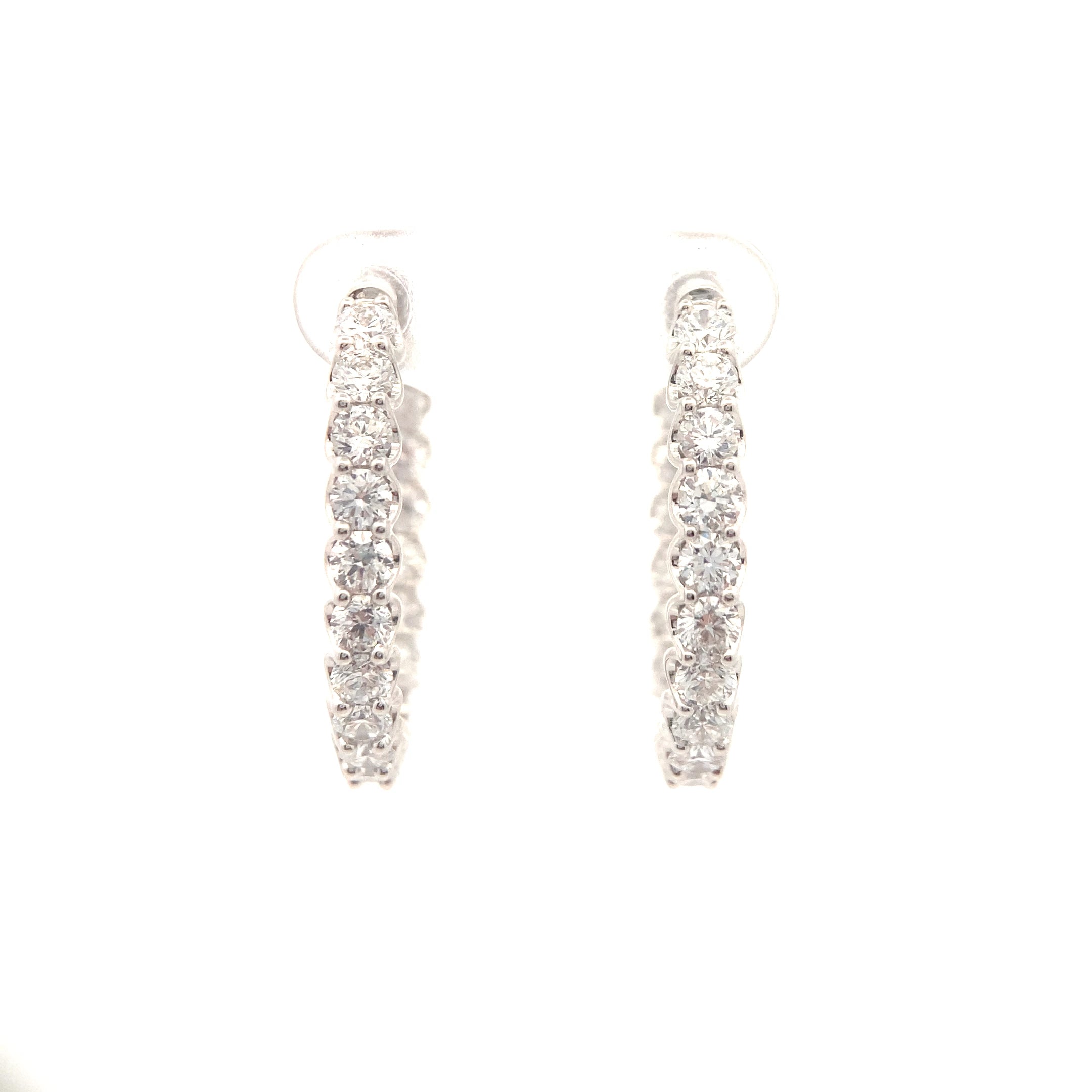 14K White Gold 4CT. Lab-Grown Diamond Inside-Out Hoops