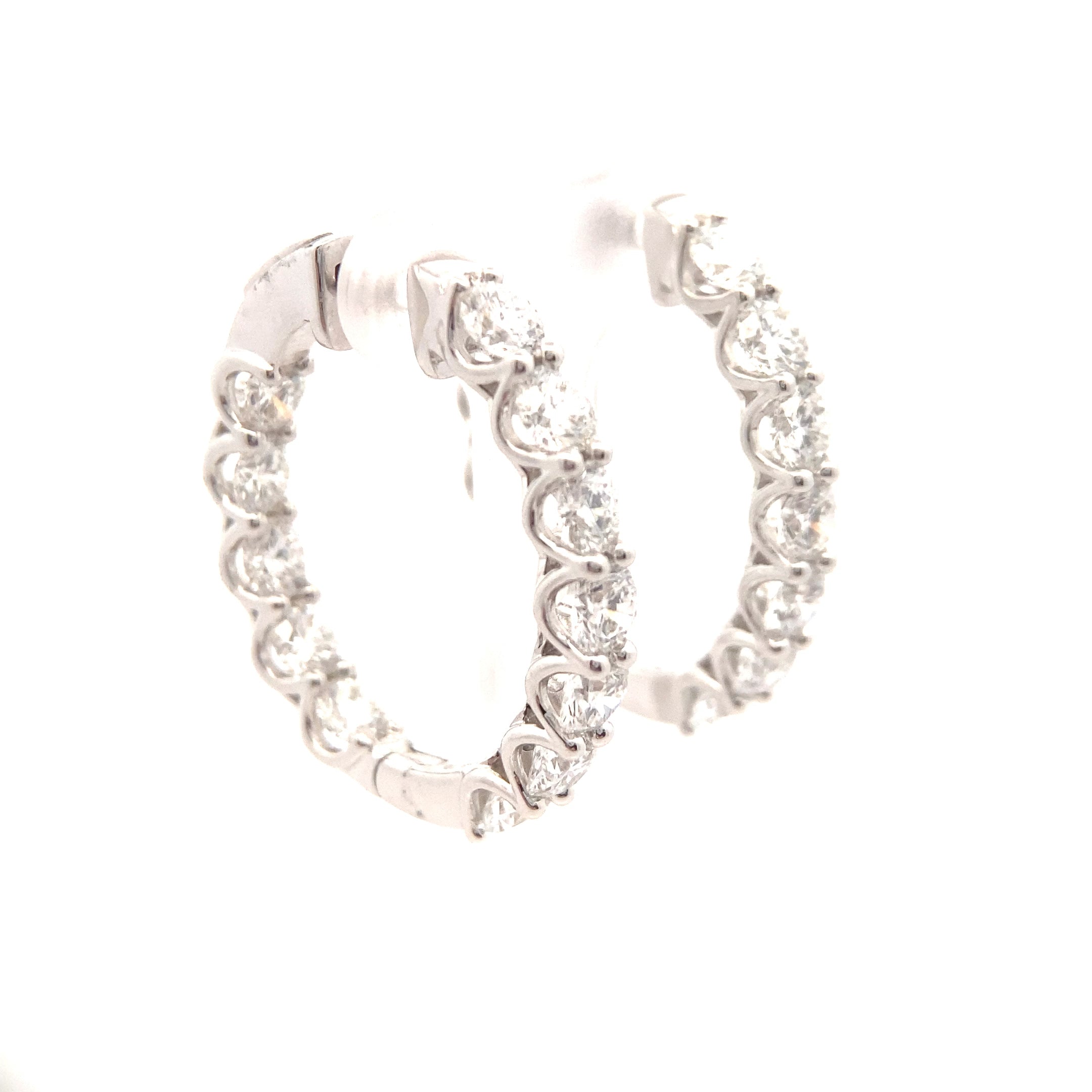 14K White Gold 8CT. Lab-Grown Diamond Inside-Out Hoops