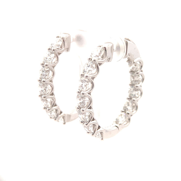 14K White Gold 8CT. Lab-Grown Diamond Inside-Out Hoops