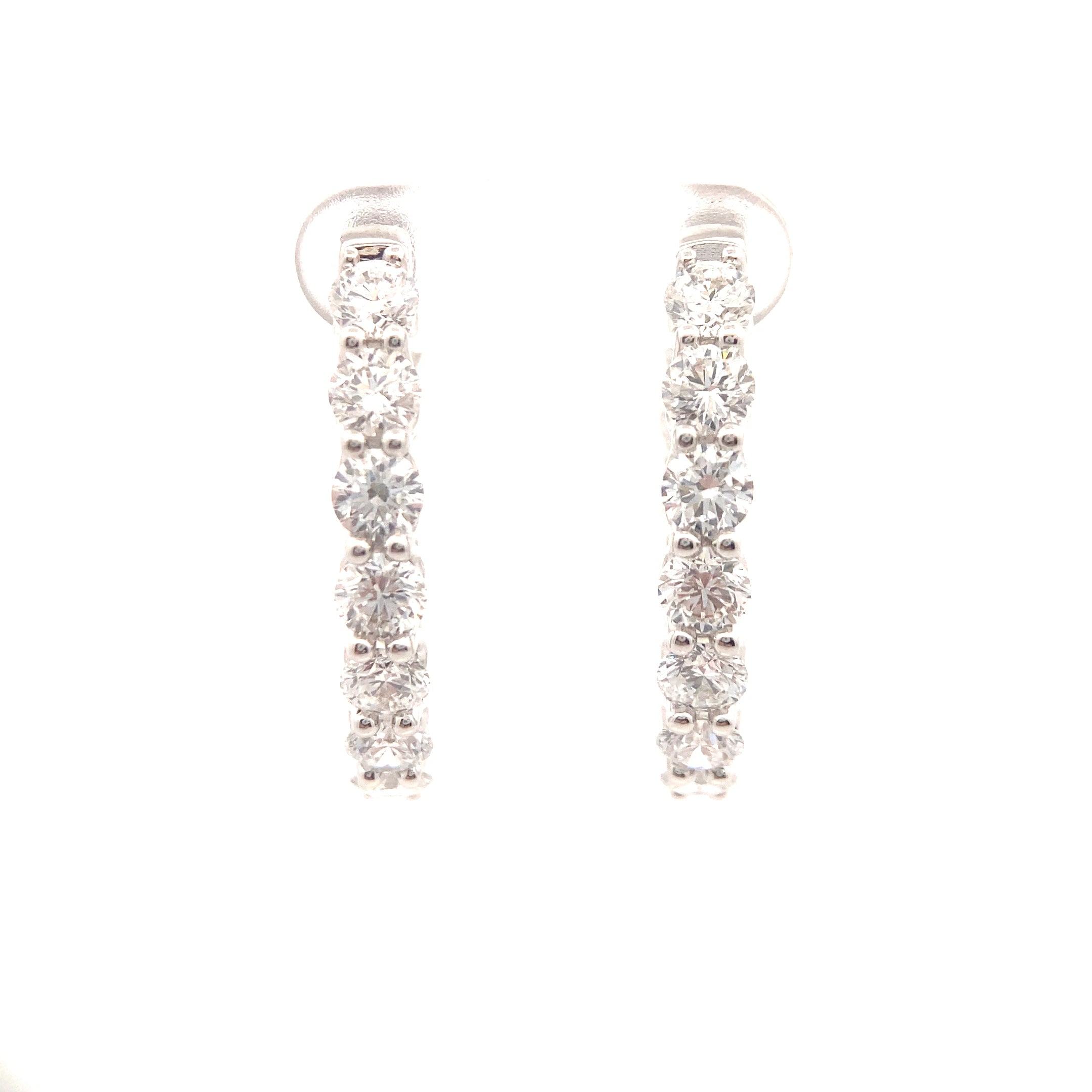 14K White Gold 8CT. Lab-Grown Diamond Inside-Out Hoops