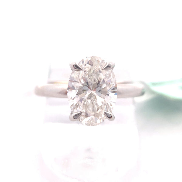 14K White Gold CERTIFIED "Aria" 3CT. Oval-Cut Lab-Grown Diamond Solitaire Engagement Ring