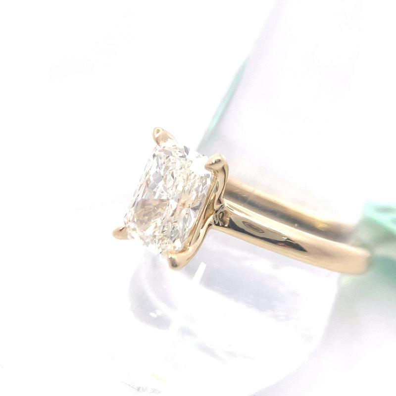 CERTIFIED 14K Yellow Gold 2CT. Lab-Grown Radiant-Cut Diamond Solitaire Engagement Ring