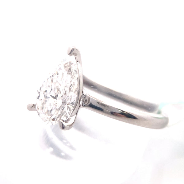 14K White Gold CERTIFIED "Carmela" 2CT. Pear-Cut Lab-Grown Diamond Solitaire Engagement Ring