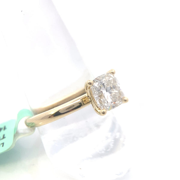 CERTIFIED 14K Yellow Gold 2CT. Lab-Grown Square Cushion-Cut Solitaire Engagement Ring