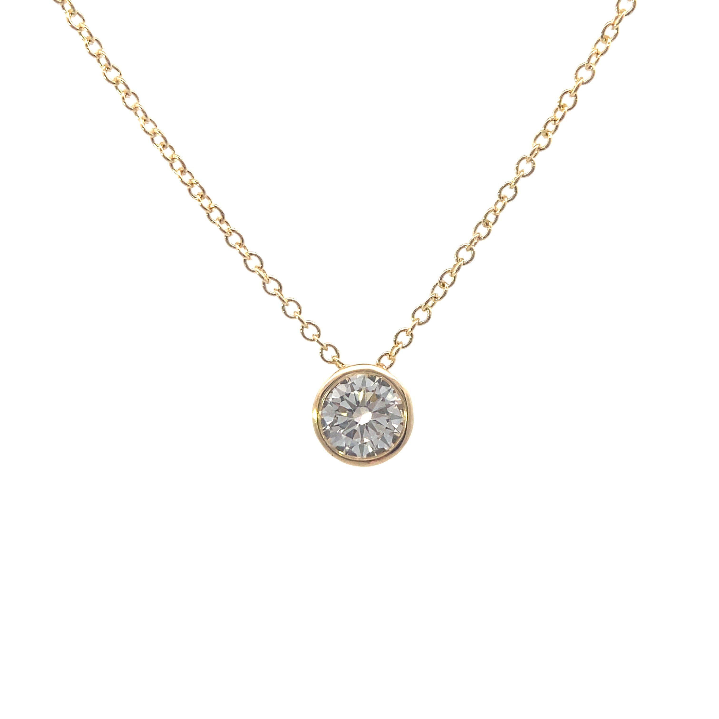 14K Yellow Gold 1/2CT. Lab-Grown Diamond Bezel-Set Solitaire Slide Pendant with Chain