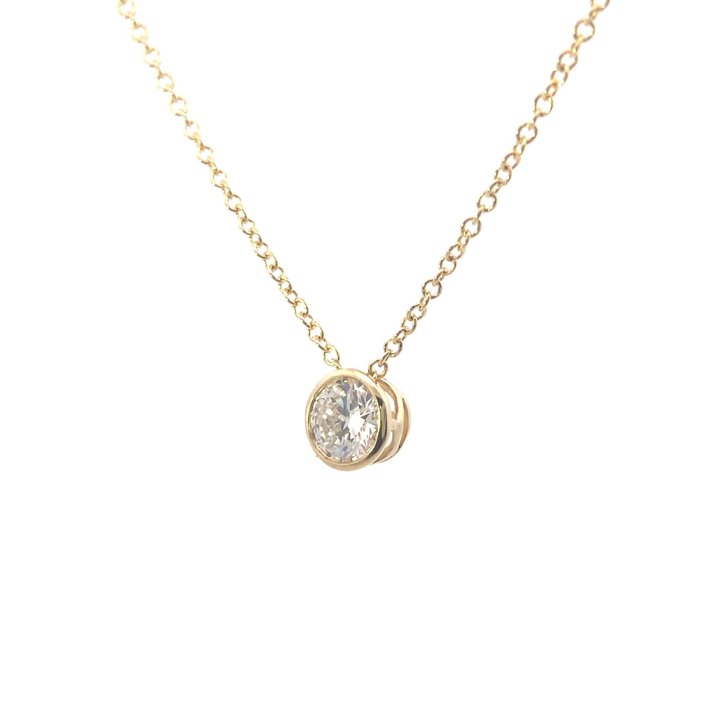 14K Yellow Gold 1/2CT. Lab-Grown Diamond Bezel-Set Solitaire Slide Pendant with Chain