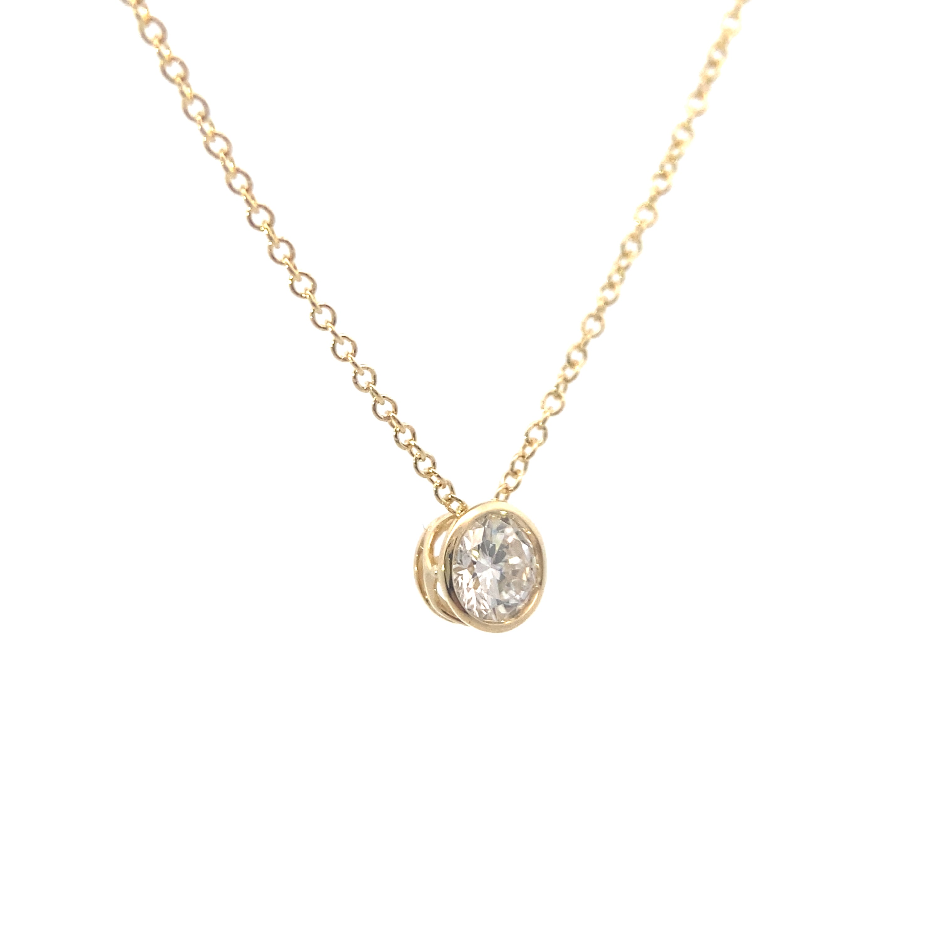 14K Yellow Gold 1/2CT. Lab-Grown Diamond Bezel-Set Solitaire Slide Pendant with Chain