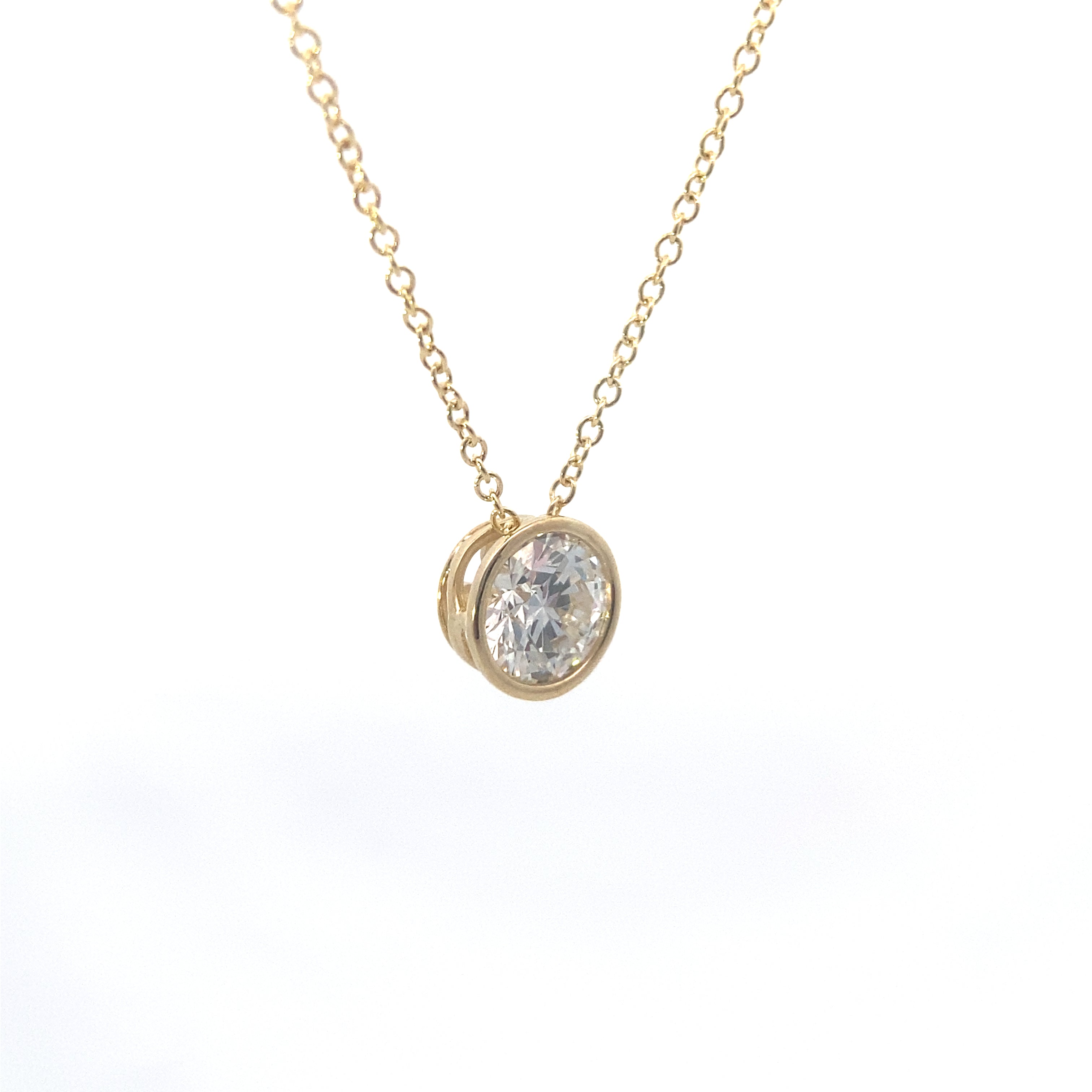 14K Yellow Gold 1CT. Lab-Grown Diamond Bezel-Set Solitaire Slide Pendant with Chain
