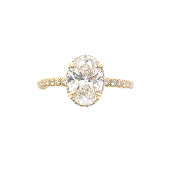 CERTIFIED 14K Yellow Gold 2-1/2CT. Lab-Grown Oval-Cut Diamond Hidden-Halo Engagement Ring
