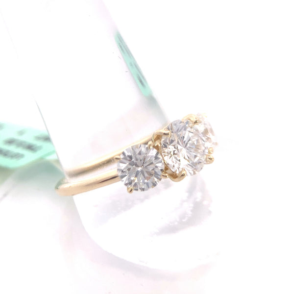 CERTIFIED 14K Yellow Gold 3CT. Lab-Grown Diamond Three-Stone Engagement Ring
