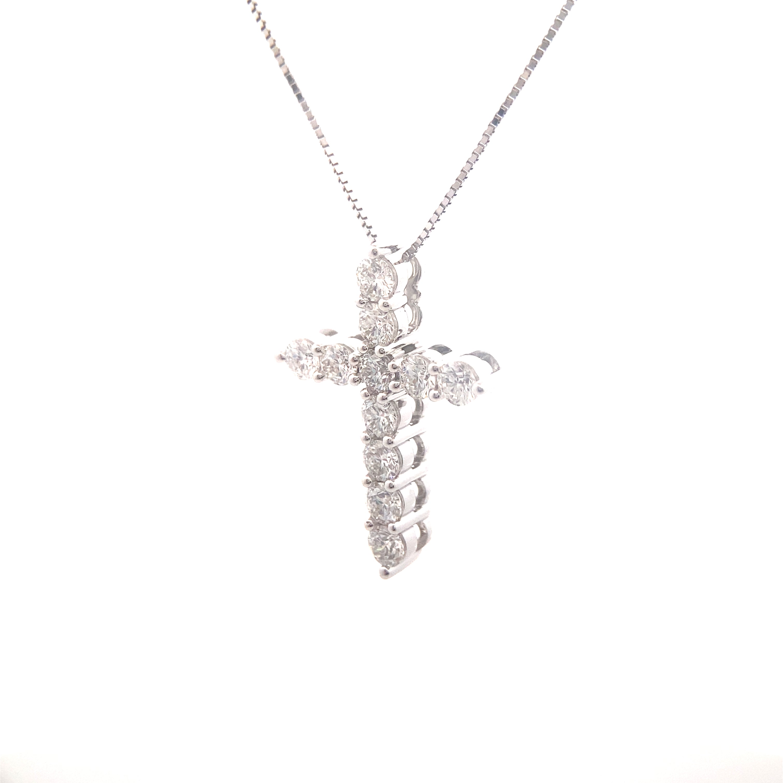 14K White Gold 1CT. Lab-Grown Diamond Cross Pendant