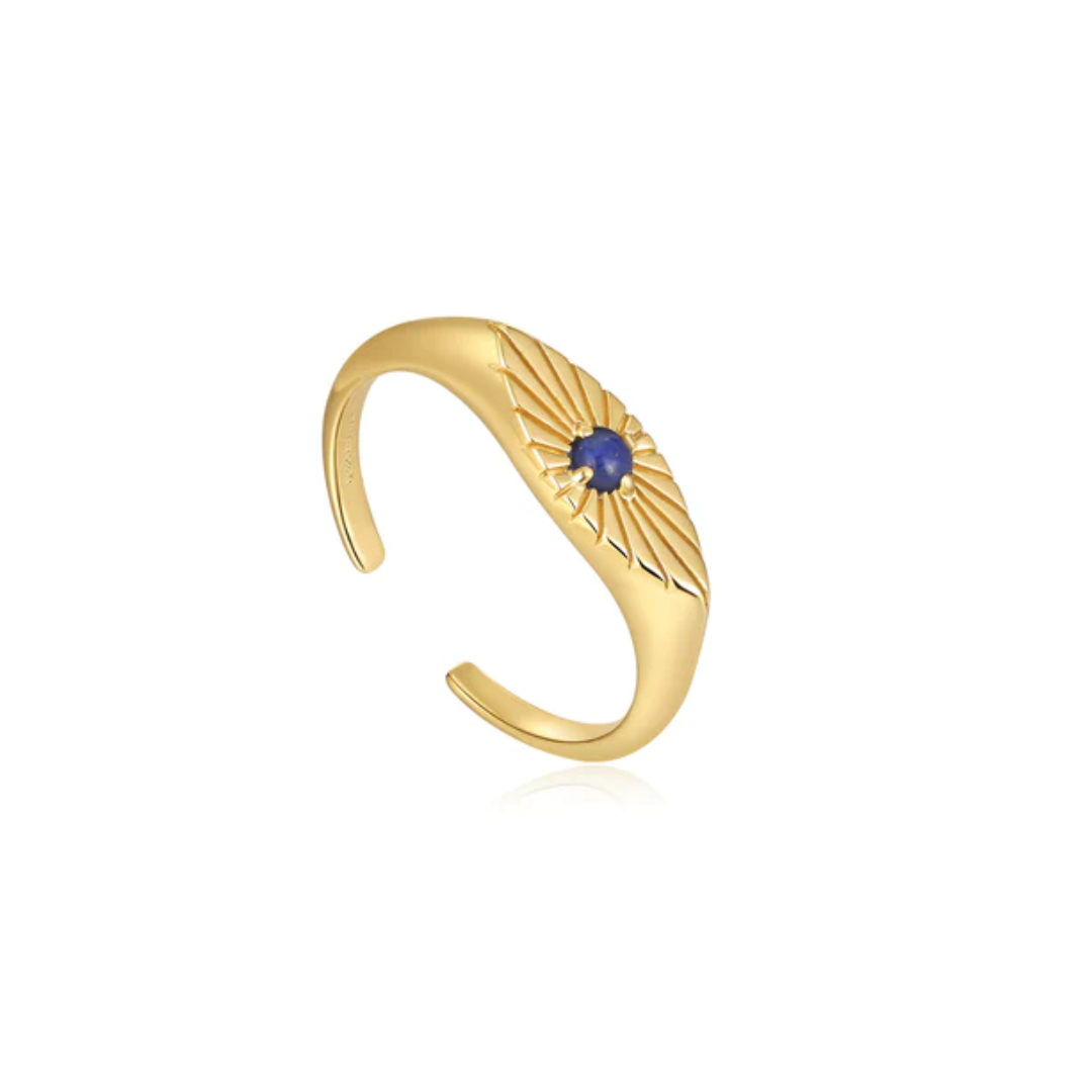 Ania Haie  Gold-Plated Lapis Evil Eye Adjustable Ring
