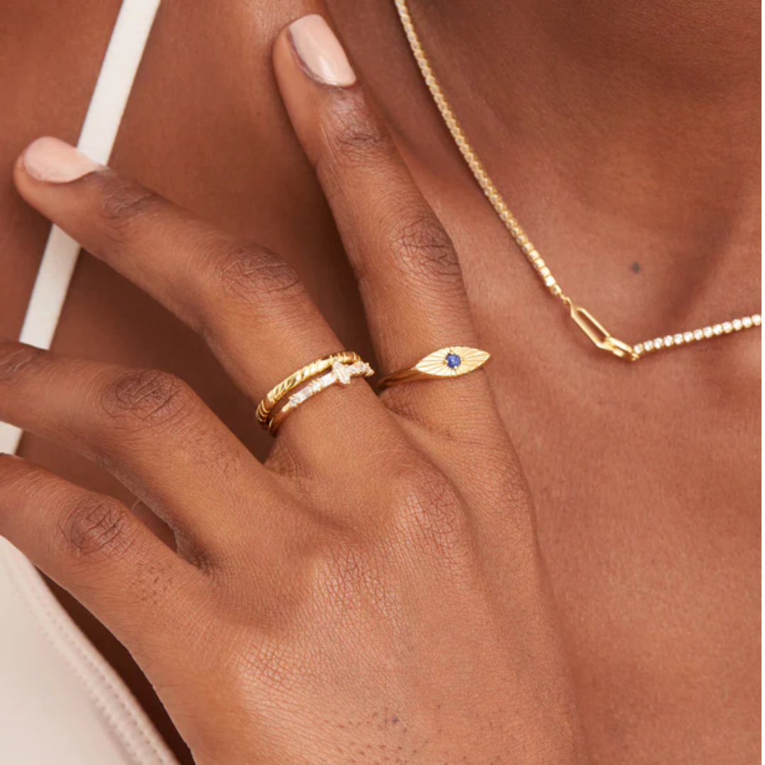 Ania Haie  Gold-Plated Lapis Evil Eye Adjustable Ring