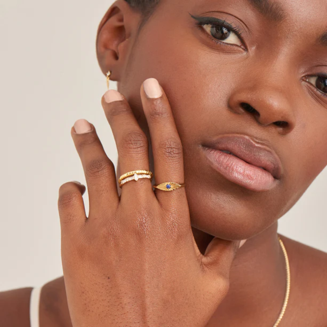 Ania Haie Gold-Plated Lapis Evil Eye Adjustable Ring