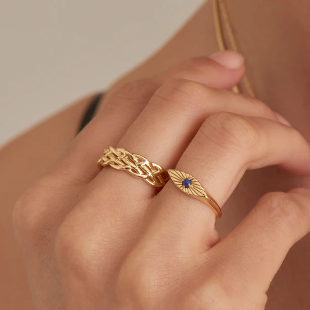 Ania Haie Gold-Plated Lapis Evil Eye Adjustable Ring