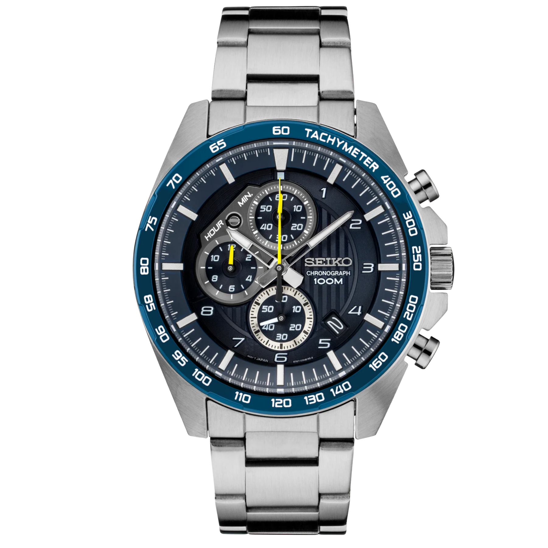 Seiko chronograph watch on a transparent background