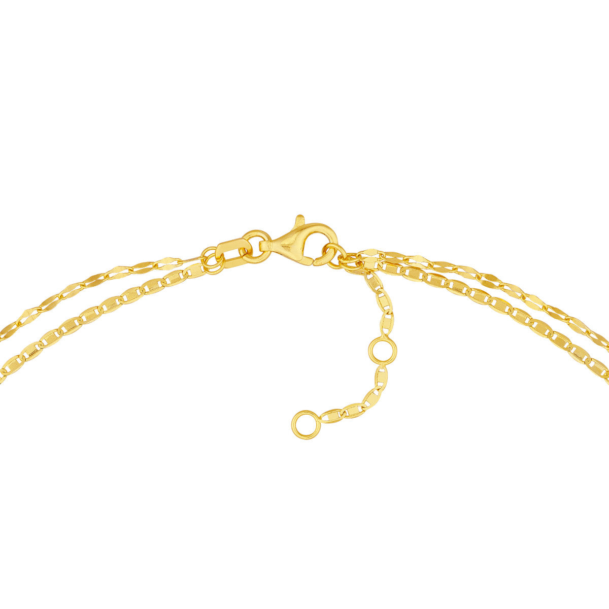 Adjustable end 14K Yellow Gold Valentino and Hammered Forzentina Layered Chain