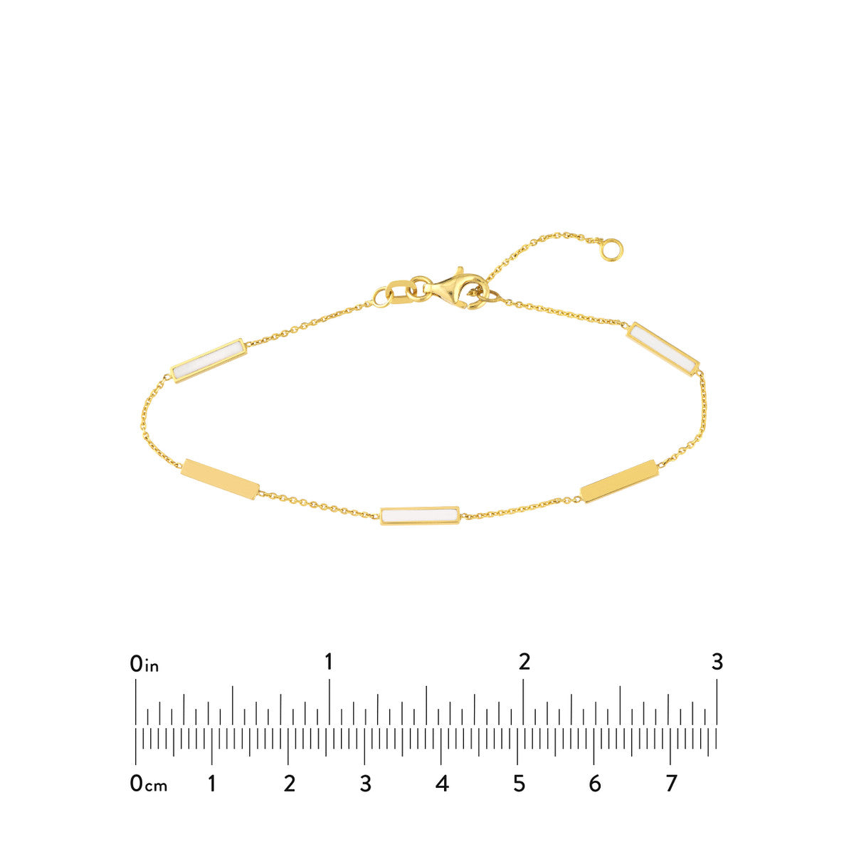 14K Yellow Gold White Enamel Alternating Bar necklace