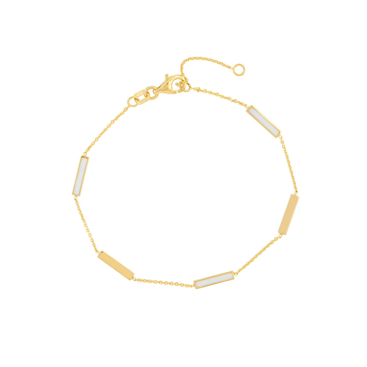 14K Yellow Gold White Enamel Alternating Bar necklace