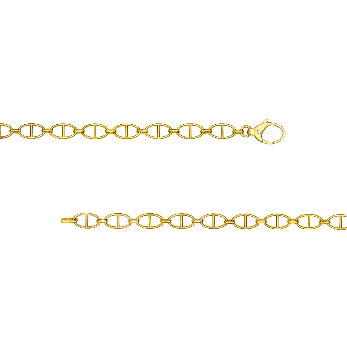 14K Yellow Gold Diamond Pear Lock Oval Link Bracelet