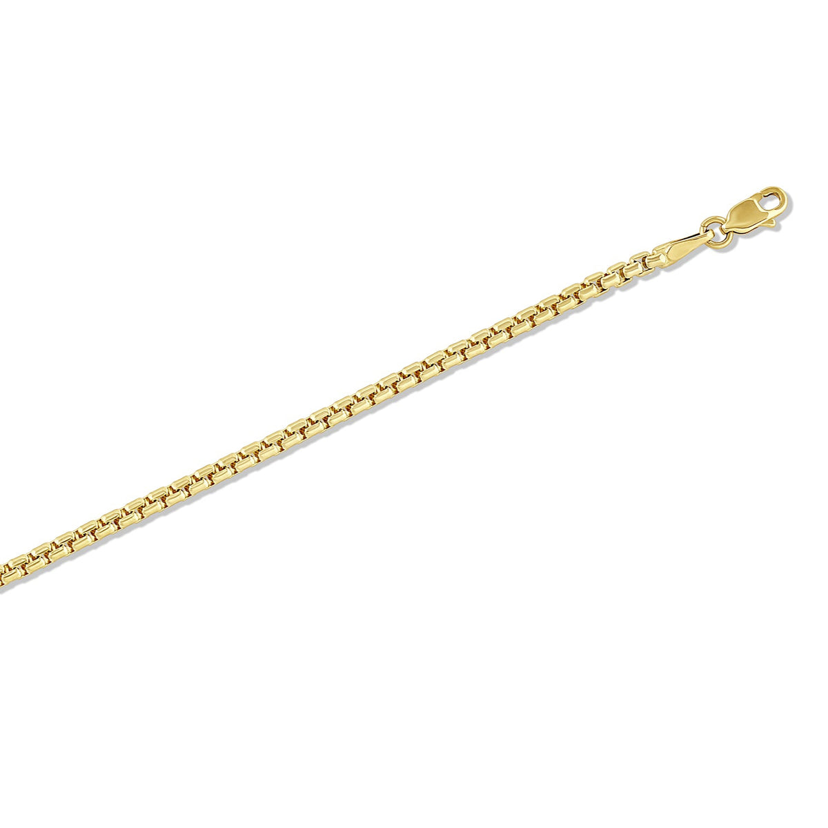 Clasp of 14K Yellow Gold 2.5MM 18" Semi Solid Round Box Chain