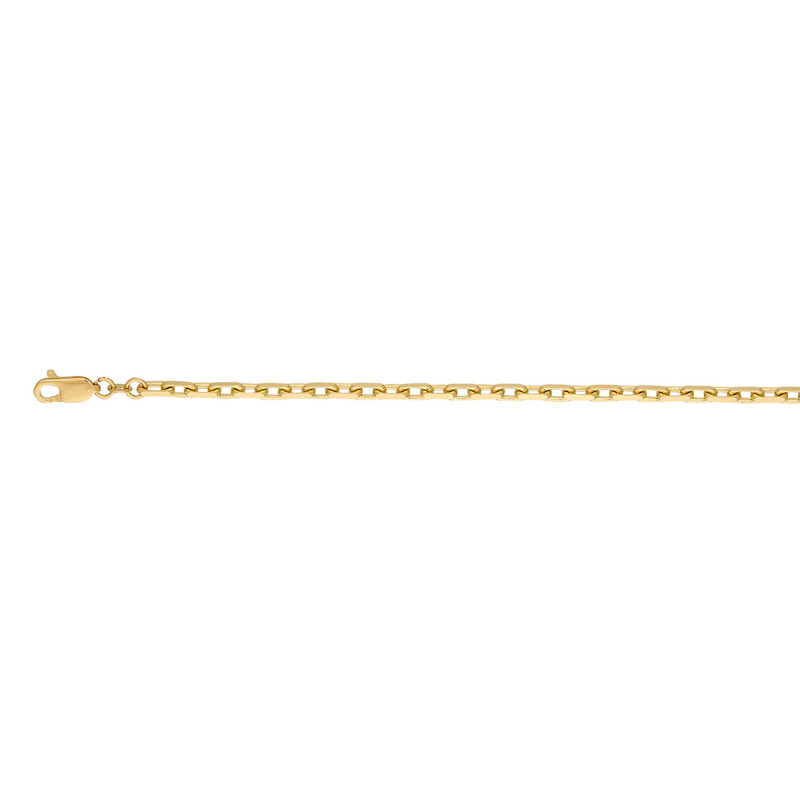 10K Yellow Gold 3.8mm Solid Anchoro Link Chain laying flat on white background, showing lobster clasp.