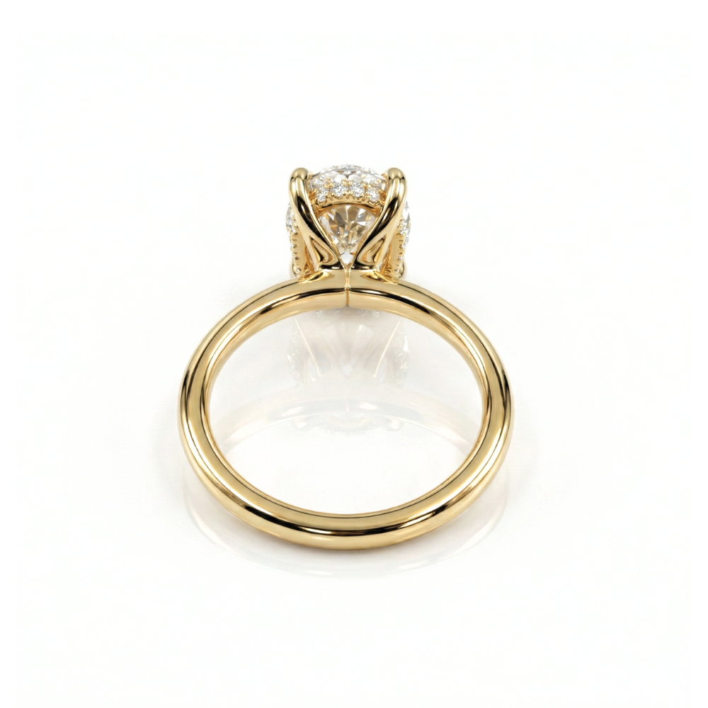 The "Macy" — 14K Yellow Gold 3.10CTW. Certified Oval-Cut Lab-Grown Diamond Hidden Halo Solitaire Engagement Ring