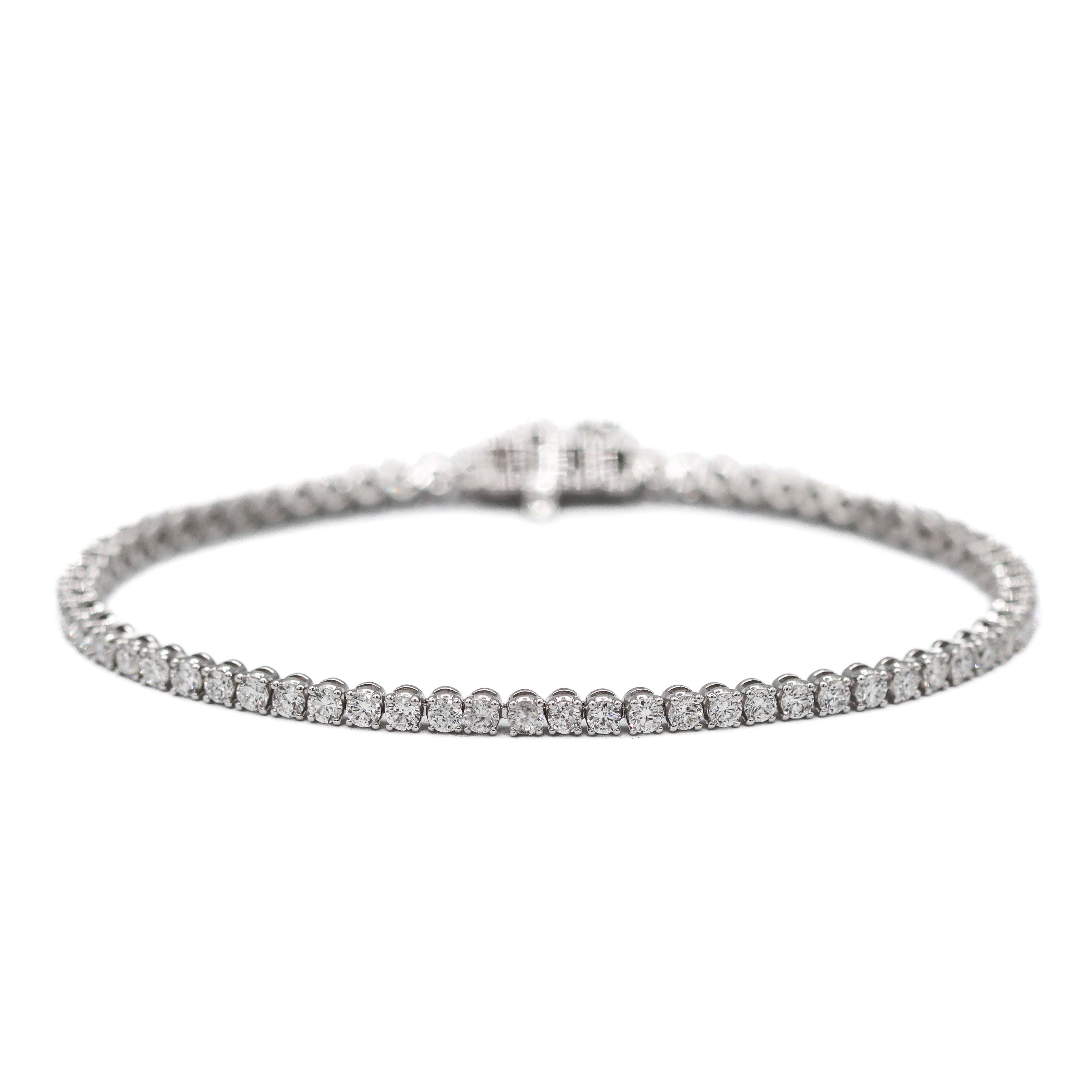 14K White Gold 4CTW. Lab-Grown Diamond Tennis Bracelet on a white background.