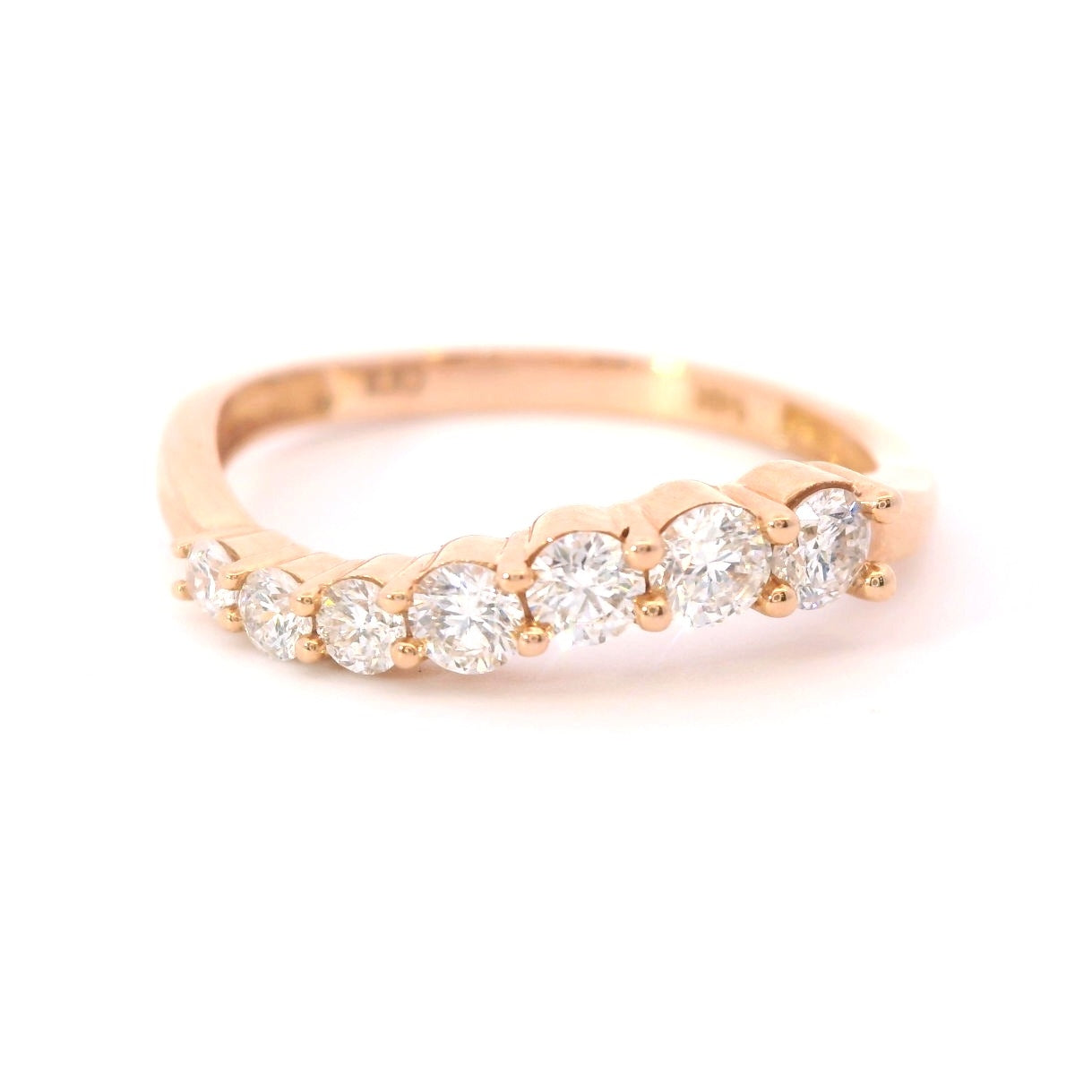 Front view of 14K Rose Gold 0.5CTW. Diamond Graduated Wave Ring