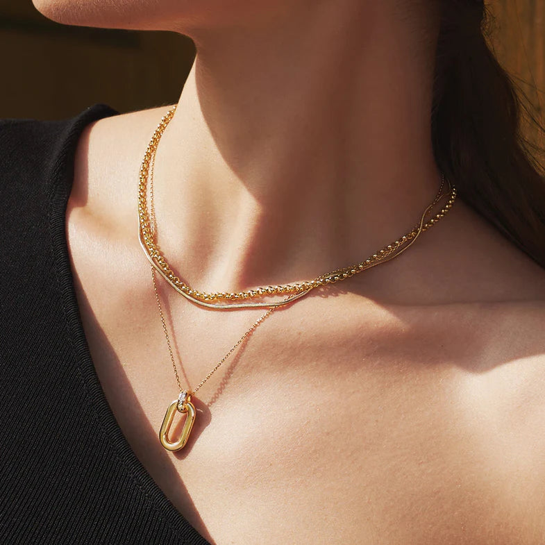 Ania Haie Gold-Plated Oval Hoop Pendant Necklace