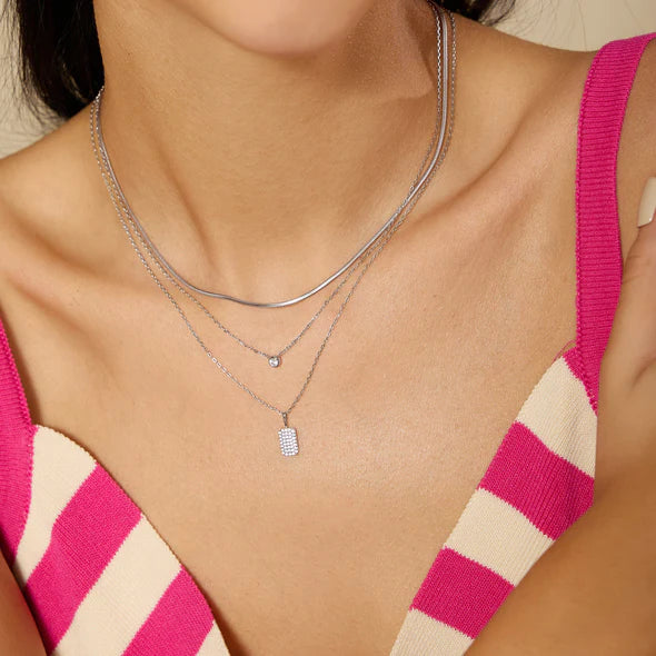 Model View Ania Haie Silver Pavé Pendant Necklace